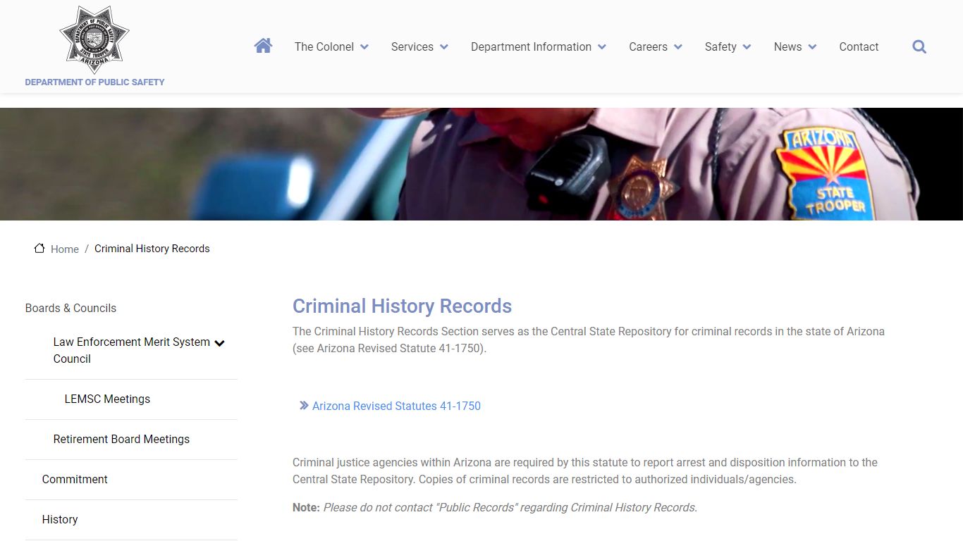 Criminal History Records | Department of Public Safety